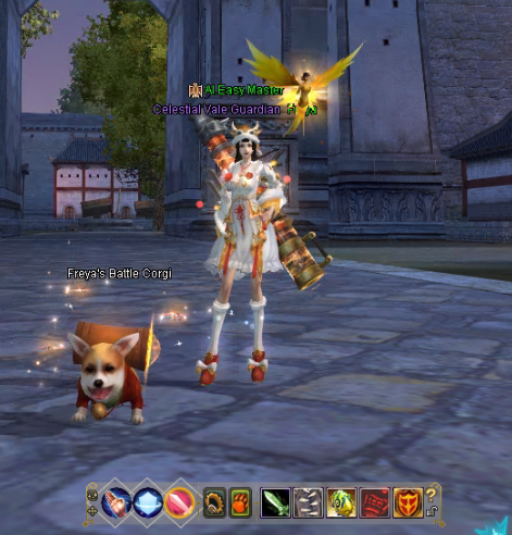 Battle Corgi ยืนกับตัวละคร
